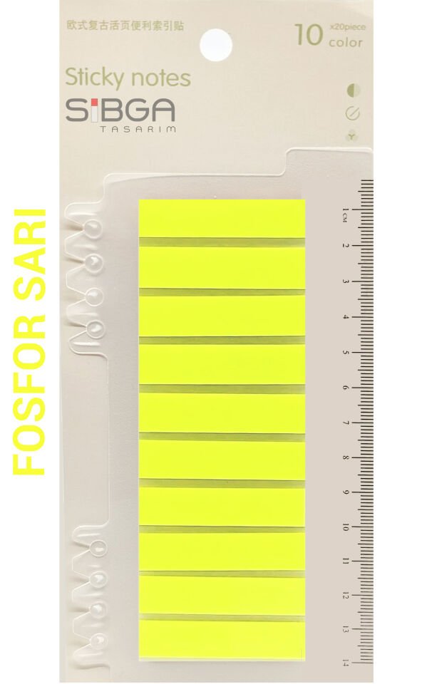 Şeffaf Neon Fosfor Sarı Postit Post-it Post It. Kitap Ayracı Ayraç Postit Sticker 200 Yaprak