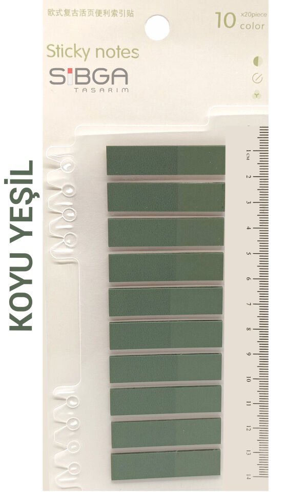 Şeffaf Koyu Yeşil Renkli Postit Post-it Post It. Kitap Ayracı Ayraç Postit Sticker Not Kağıdı