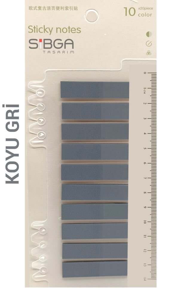Şeffaf Koyu Gri Renkli Postit Post-it Post It. Kitap Ayracı Ayraç Postit Sticker Not Kağıdı