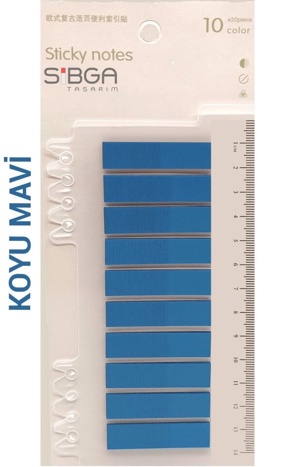 Şeffaf Koyu Mavi Renkli Postit Post-it Post It. Kitap Ayracı Ayraç Postit Sticker Not Kağıdı