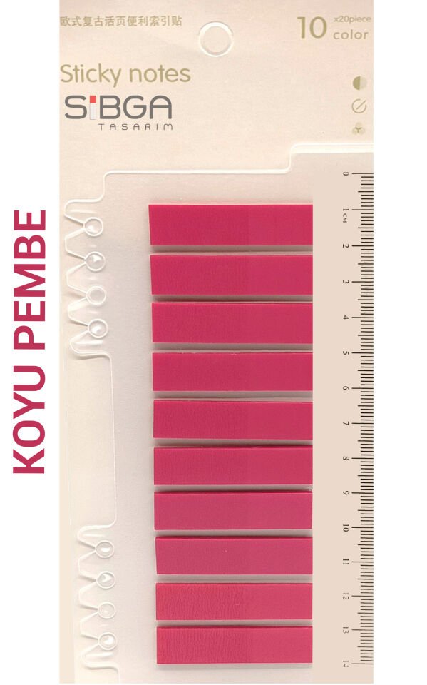 Şeffaf Koyu Pembe Renkli Postit Post-it Post It. Kitap Ayracı Ayraç Postit Sticker Not Kağıdı