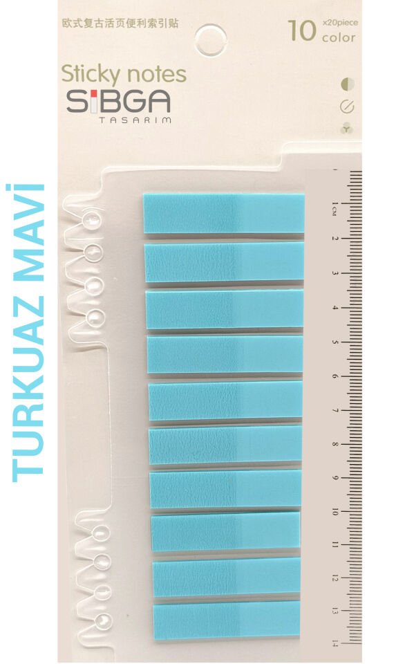 Şeffaf Turkuaz Mavi Renkli Postit Post-it Post It. Kitap Ayracı Ayraç Postit Sticker Not Kağıdı