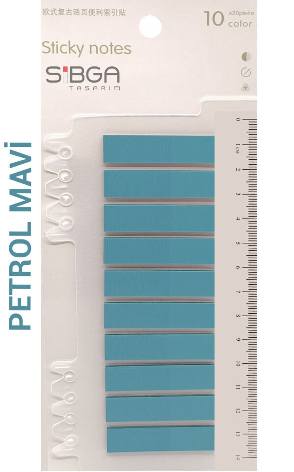 Şeffaf Petrol Mavi Renkli Postit Post-it Post It. Kitap Ayracı Ayraç Postit Sticker Not Kağıdı