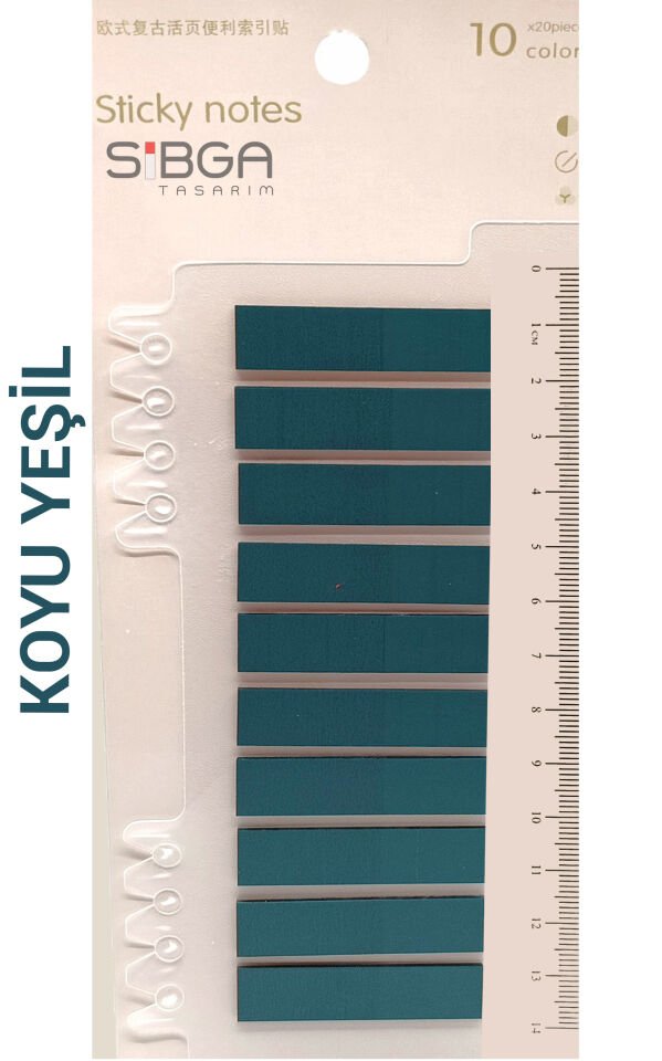 Şeffaf Koyu Yeşil Renkli Postit Post-it Post It. Kitap Ayracı Ayraç Postit Sticker Not Kağıdı