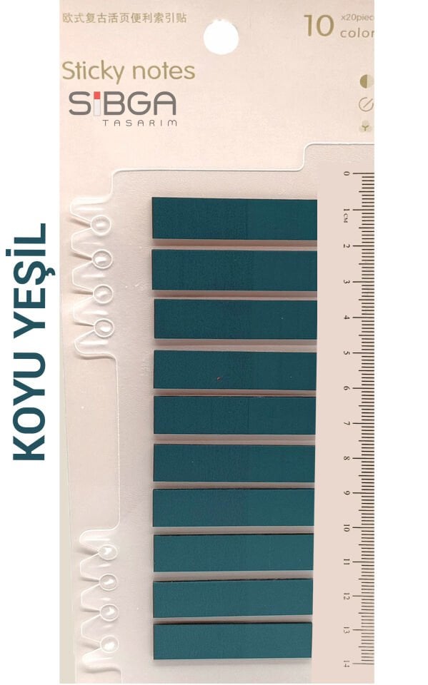 Şeffaf Koyu Yeşil Renkli Postit Post-it Post It. Kitap Ayracı Ayraç Postit Sticker Not Kağıdı