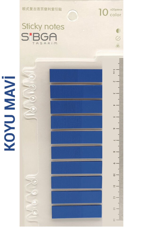 Şeffaf Koyu Mavi Renkli Postit Post-it Post It. Kitap Ayracı Ayraç Postit Sticker Not Kağıdı