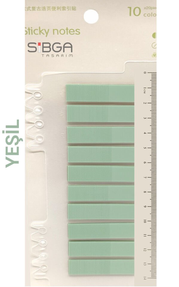 Şeffaf Yeşil Renkli Postit Post-it Post It. Kitap Ayracı Ayraç Postit Sticker Not Kağıdı