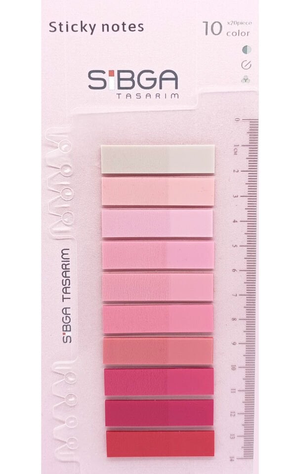 Şeffaf Pembe Tonlar Plastik Postit Kitap Ayracı Post it Ayraç Postit Sticker Not Kağıdı 200 Yaprak