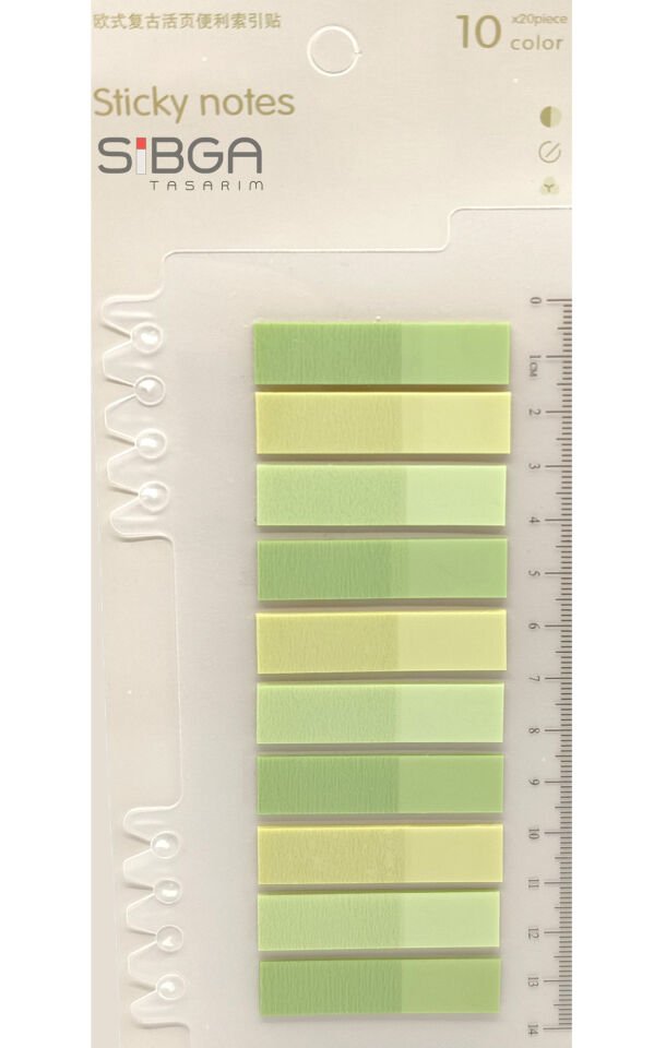 Şeffaf Yeşil Tonlar Renkli Postit Post-it Post It. Kitap Ayracı Ayraç Postit Sticker Not Kağıdı