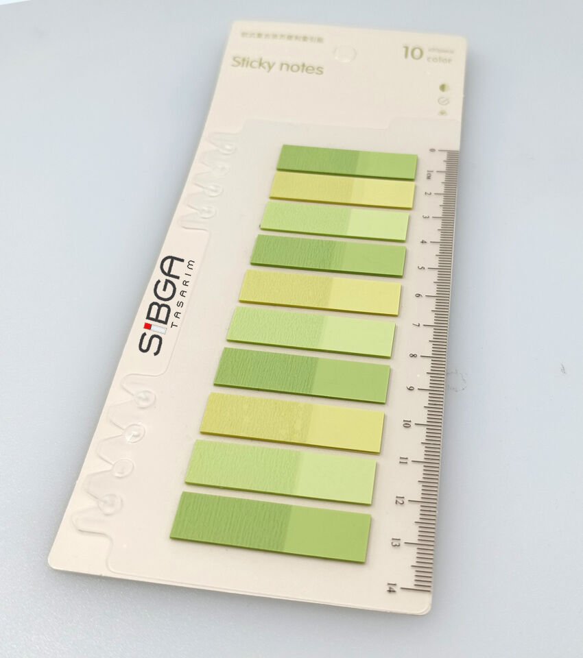 Şeffaf Yeşil Tonlar Renkli Postit Post-it Post It. Kitap Ayracı Ayraç Postit Sticker Not Kağıdı