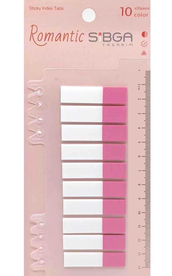 Şeffaf Yarım Pembe Postit Post-it Post It. Kitap Ayracı Ayraç Postit Sticker 200 Yaprak