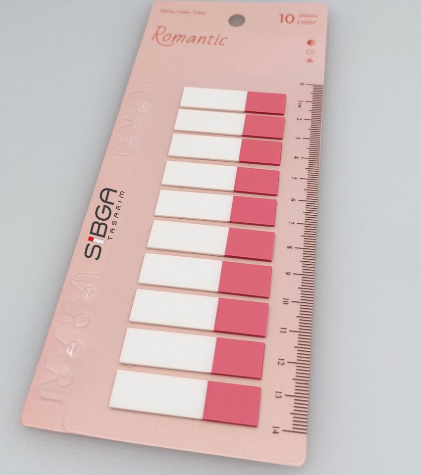 Şeffaf Pembe Yarım Postit Post-it Post It. Kitap Ayracı Ayraç Postit Sticker 200 Yaprak