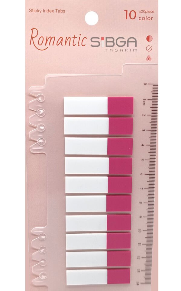 Şeffaf Pembe Yarım Postit Post-it Post It. Kitap Ayracı Ayraç Postit Sticker 200 Yaprak