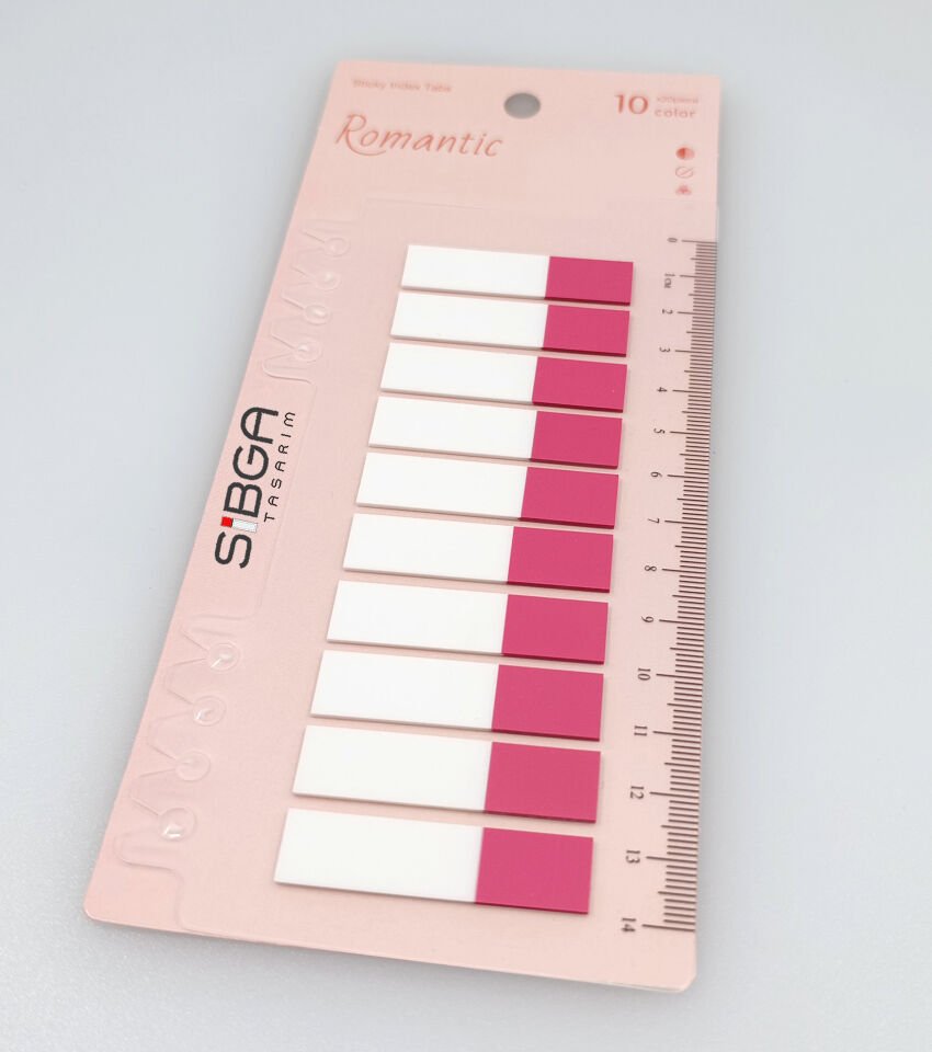 Şeffaf Pembe Yarım Postit Post-it Post It. Kitap Ayracı Ayraç Postit Sticker 200 Yaprak