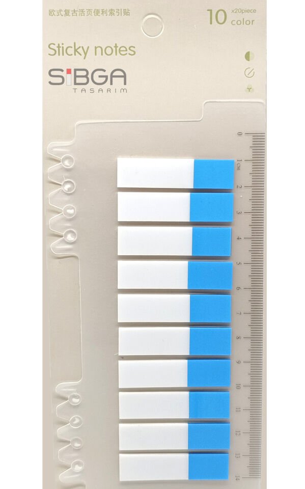 Şeffaf Mavi Yarım Postit Post-it Post It. Kitap Ayracı Ayraç Postit Sticker 200 Yaprak