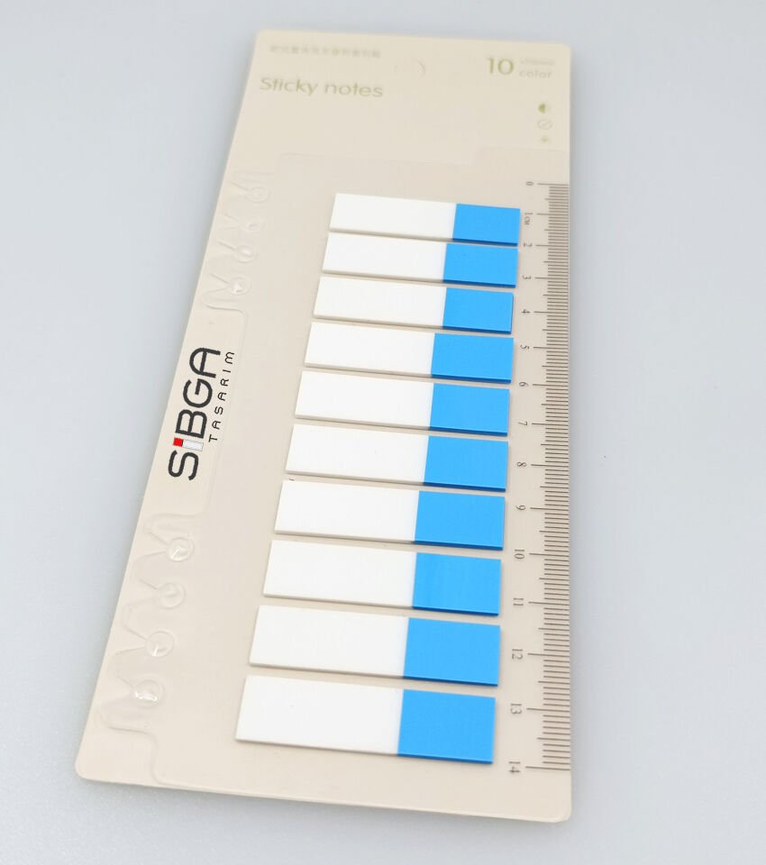 Şeffaf Mavi Yarım Postit Post-it Post It. Kitap Ayracı Ayraç Postit Sticker 200 Yaprak