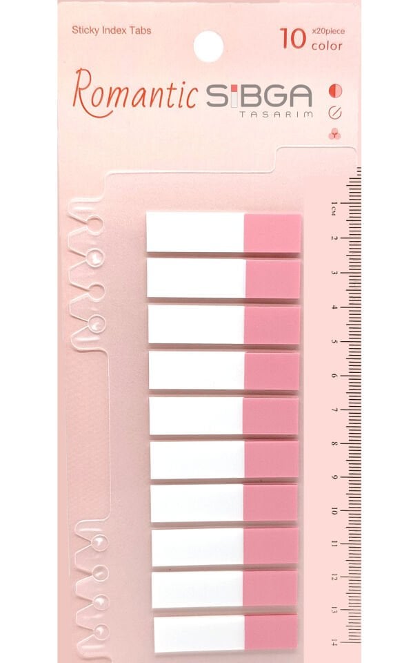 Şeffaf Pembe Yarım Postit Post-it Post It. Kitap Ayracı Ayraç Postit Sticker 200 Yaprak