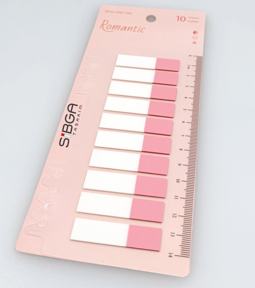 Şeffaf Pembe Yarım Postit Post-it Post It. Kitap Ayracı Ayraç Postit Sticker 200 Yaprak