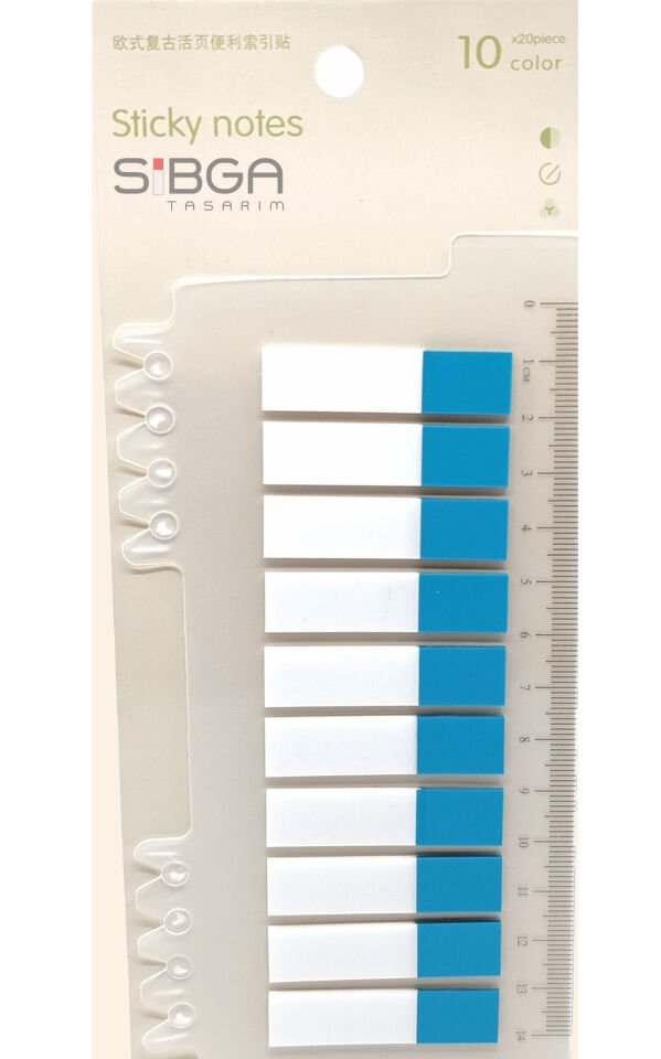 Şeffaf Mavi Yarım Postit Post-it Post It. Kitap Ayracı Ayraç Postit Sticker 200 Yaprak