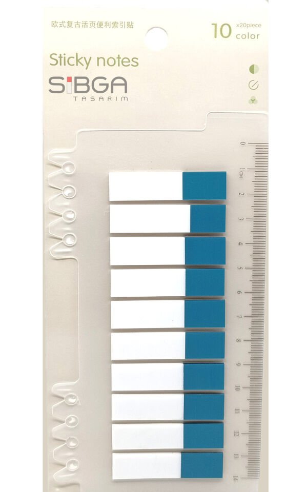 Şeffaf Petrol Mavi Renkli Yarım Postit Post-it Post It. Kitap Ayracı Ayraç Postit Sticker 200 Yaprak