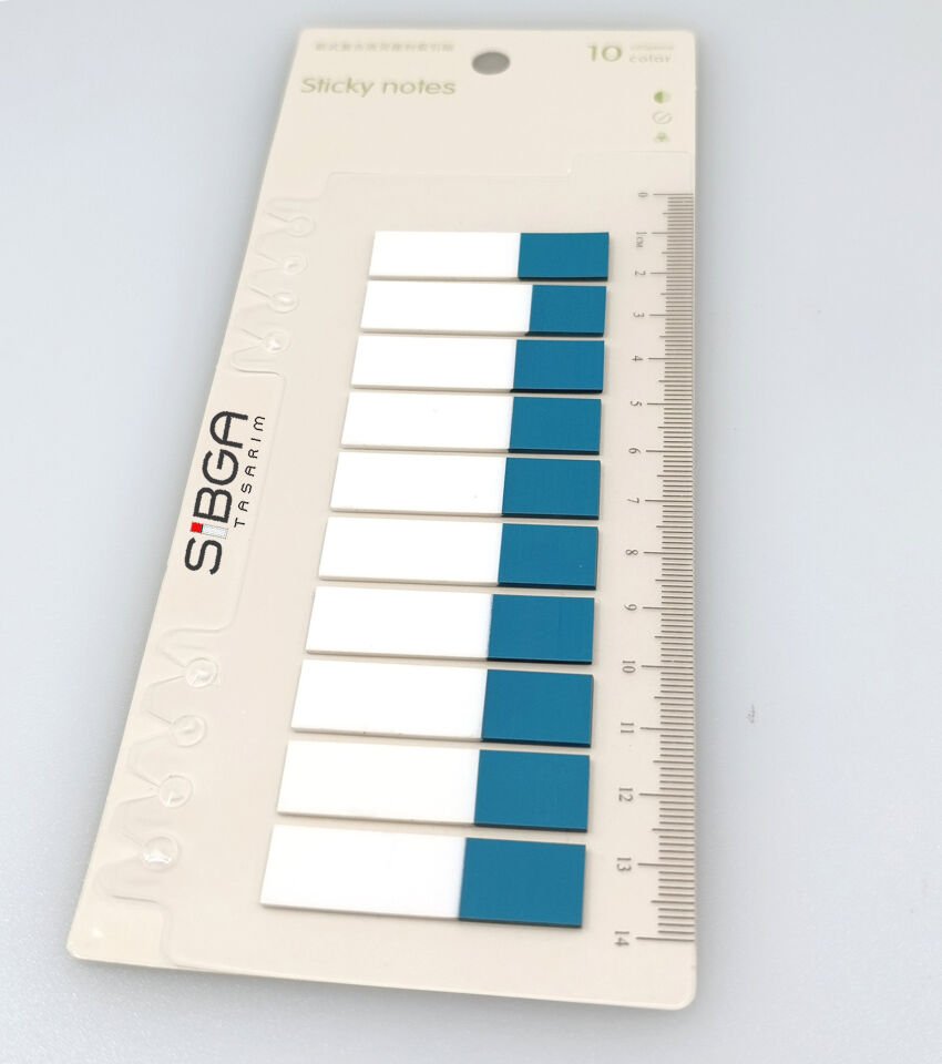 Şeffaf Petrol Mavi Renkli Yarım Postit Post-it Post It. Kitap Ayracı Ayraç Postit Sticker 200 Yaprak