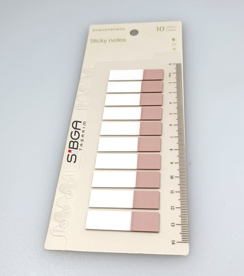 Şeffaf Gül Kurusu Yarım Postit Post-it Post It. Kitap Ayracı Ayraç Postit Sticker 200 Yaprak