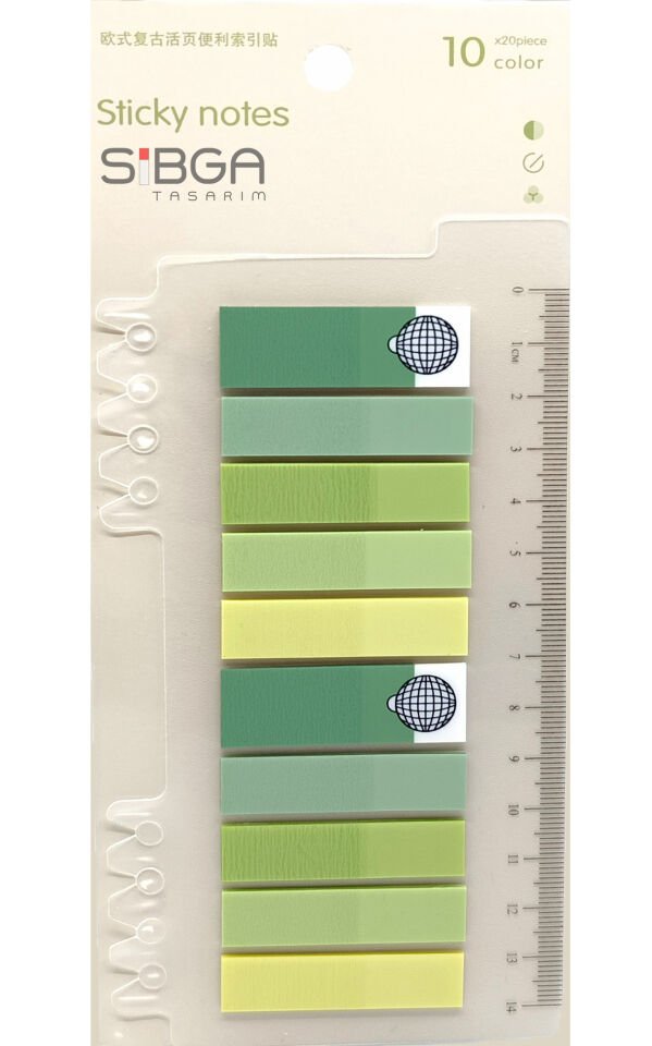 Şeffaf Yeşil Plastik Postit Post-it Post It. Kitap Ayracı Ayraç Postit Sticker Not Kağıdı 200 yaprak