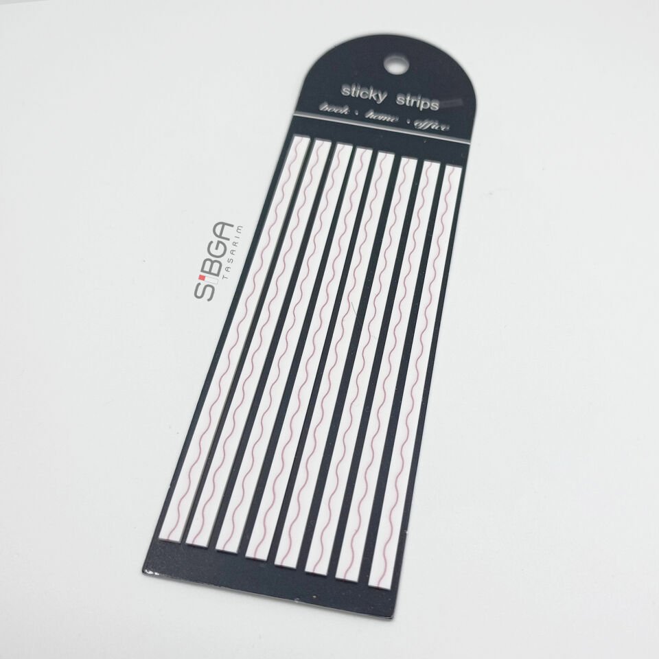 Premium Pembe Çizgili Uzun Şerit Şeffaf Postit Post-it Post It. Kitap Ayracı 160 Yaprak