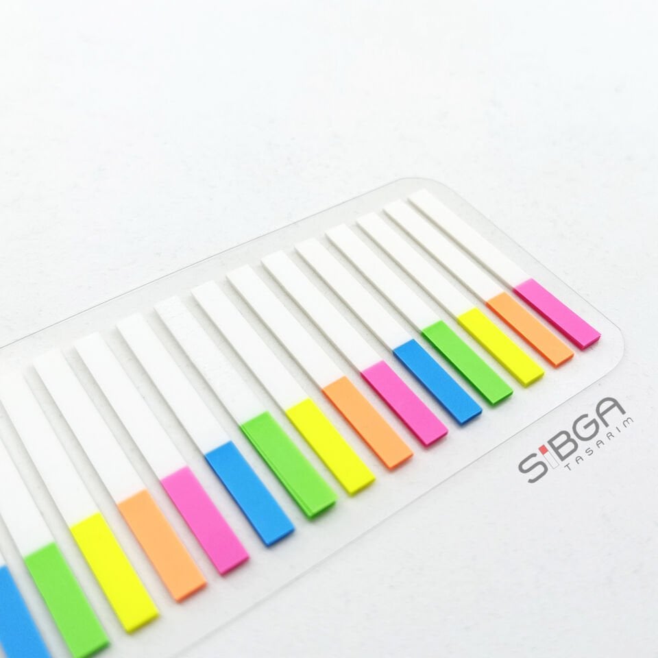 Küçük İnce Şerit 300 yaprak Şeffaf Renkli Postit Post-it Post It. Kitap Ayracı Ayraç Postit Sticker
