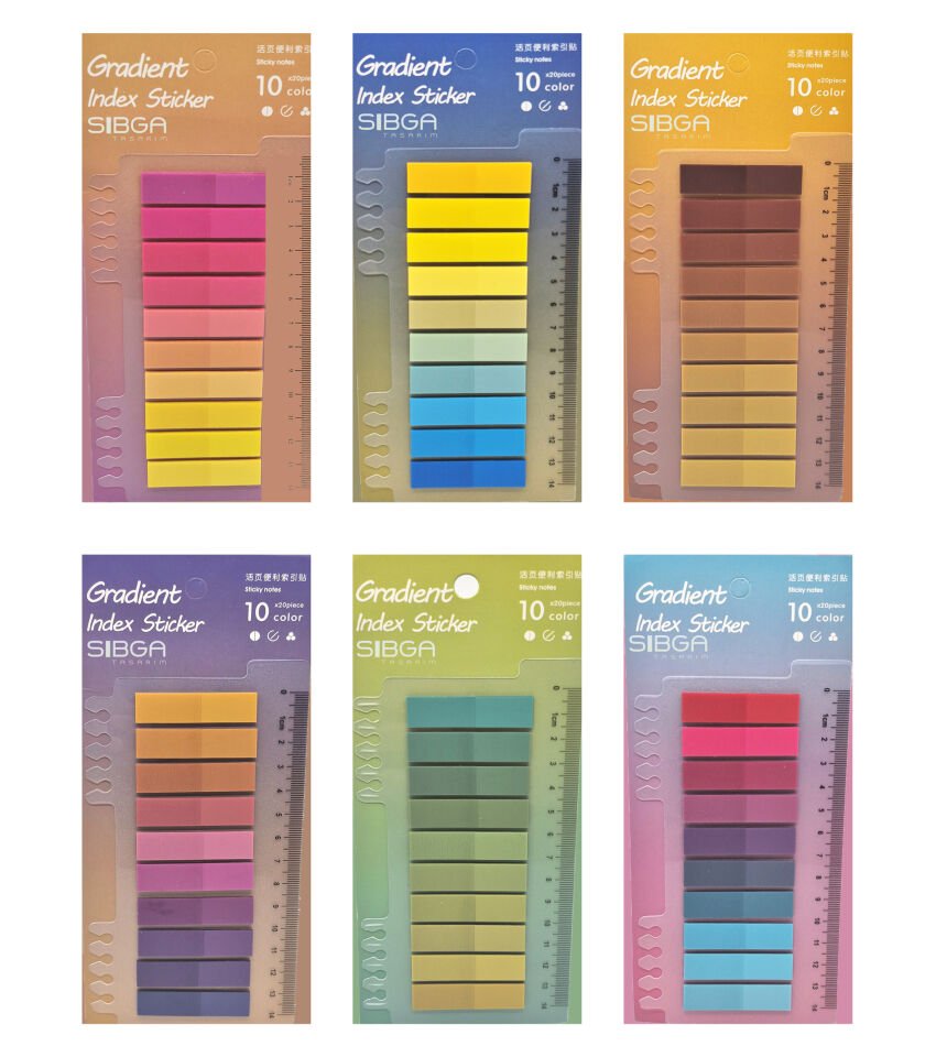 6 Adet Şeffaf Renkli Postit Post-it Post it. Kitap Ayracı Ayraç Plastik Postit Sticker Not Kağıdı 200 yaprak