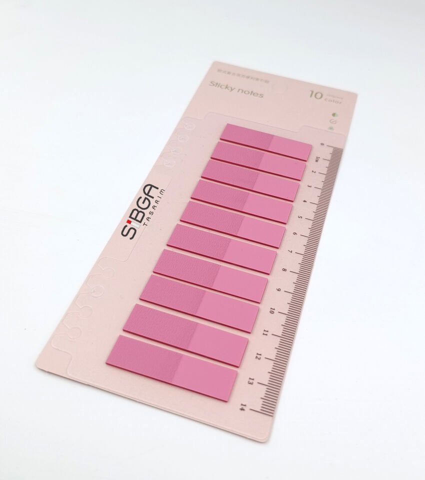 Şeffaf Pembe Postit Post-it Post it. Kitap Ayracı Ayraç Plastik Postit Sticker Not Kağıdı 200 yaprak